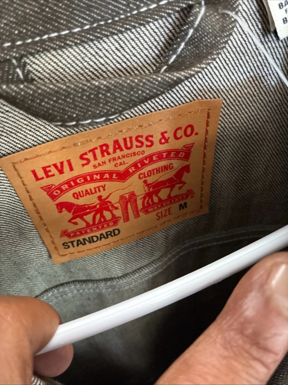 Men’s Levis Trucker Jacket Rigid Denim Money Green NWT New SZ Medium Rare - Picture 7 of 14